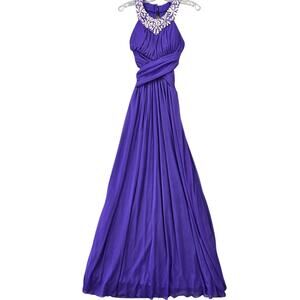 B Smart Purple Formal Maxi Dress Beaded Ball Gown Cutout Sleeveless Women Size 4